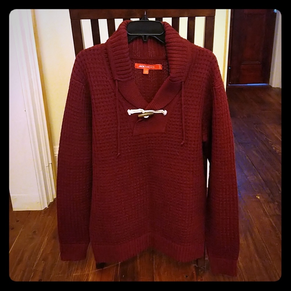 Burgundy wool waffle sweater